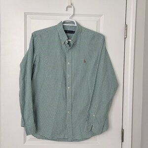 Polo Ralph Lauren Shirt Men XL Oxford Long Sleeve Pony Blue/Green/White Sm Plaid